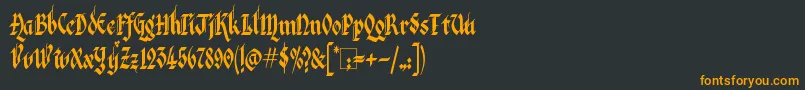 フォントKingthingsItalique – 黒い背景にオレンジの文字