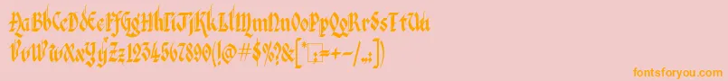 フォントKingthingsItalique – オレンジの文字がピンクの背景にあります。