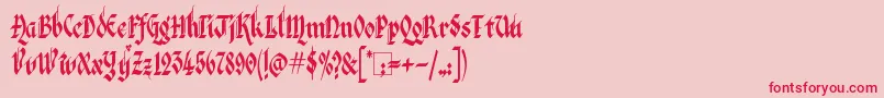 フォントKingthingsItalique – ピンクの背景に赤い文字