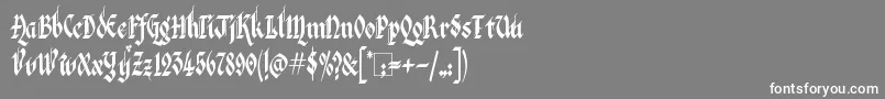 フォントKingthingsItalique – 灰色の背景に白い文字