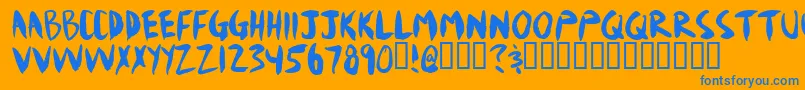 Mudshove Font – Blue Fonts on Orange Background