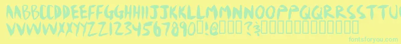 Mudshove Font – Green Fonts on Yellow Background