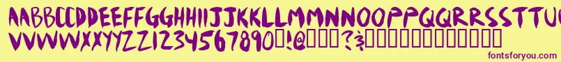 Mudshove Font – Purple Fonts on Yellow Background