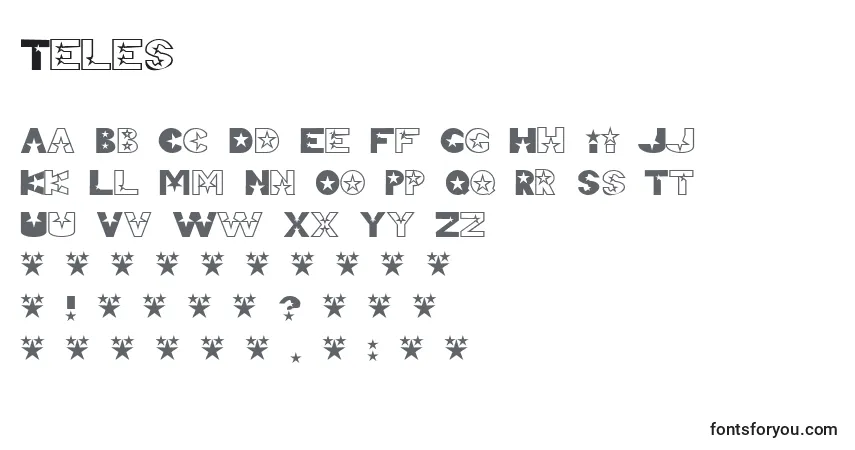 Czcionka Teles – alfabet, cyfry, specjalne znaki