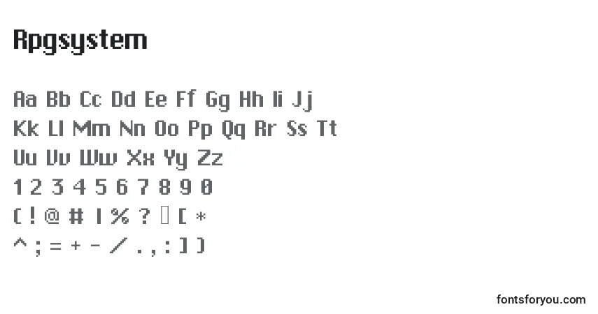 Rpgsystem Font – alphabet, numbers, special characters