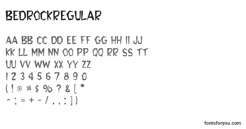 Czcionka BedrockRegular – alfabet, cyfry, specjalne znaki