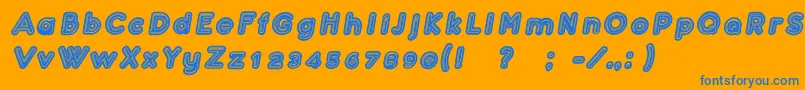 ConfarreatioItalic-Schriftart – Blaue Schriften auf orangefarbenem Hintergrund