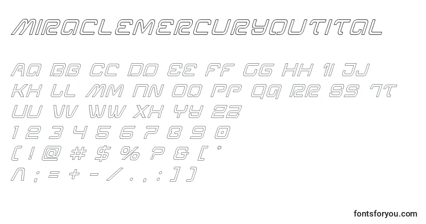 Шрифт Miraclemercuryoutital – алфавит, цифры, специальные символы