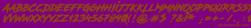 RoadRage-Schriftart – Braune Schriften auf violettem Hintergrund