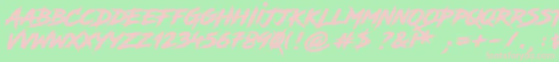 RoadRage-fontti – vaaleanpunaiset fontit vihreällä taustalla