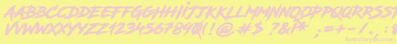 RoadRage-fontti – vaaleanpunaiset fontit keltaisella taustalla