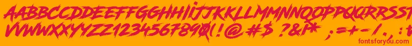 RoadRage-Schriftart – Rote Schriften auf orangefarbenem Hintergrund