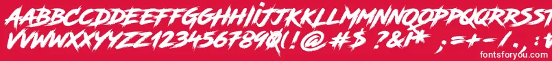 RoadRage-Schriftart – Weiße Schriften auf rotem Hintergrund