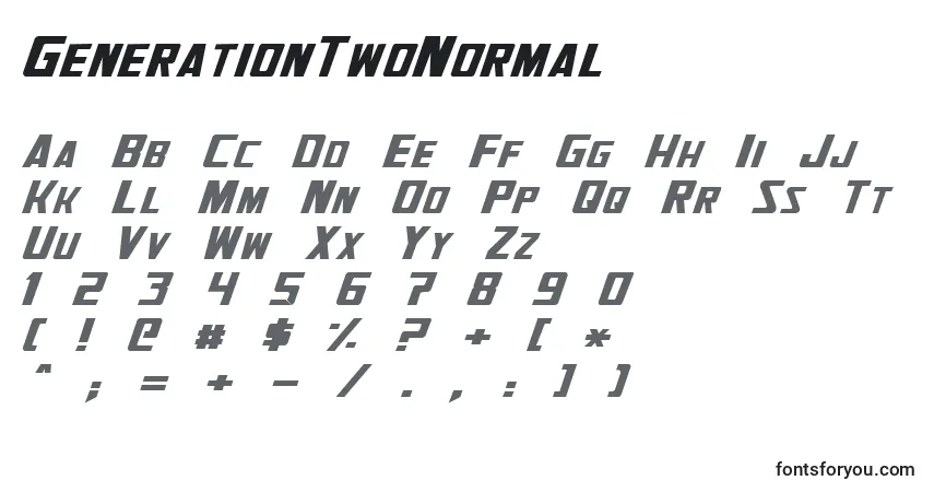 A fonte GenerationTwoNormal – alfabeto, números, caracteres especiais