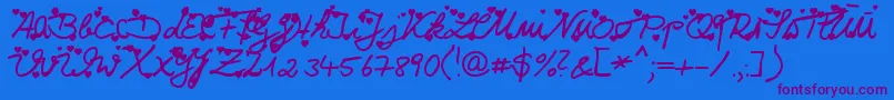 Iloveyou Font – Purple Fonts on Blue Background