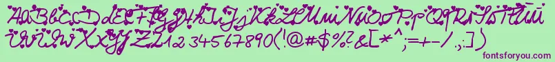 Iloveyou Font – Purple Fonts on Green Background