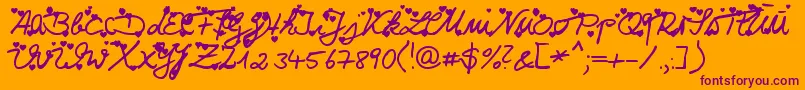 Iloveyou Font – Purple Fonts on Orange Background