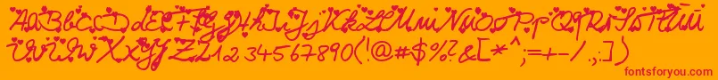 Iloveyou Font – Red Fonts on Orange Background