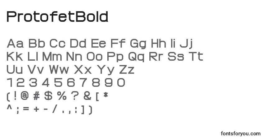 Fuente ProtofetBold - alfabeto, números, caracteres especiales