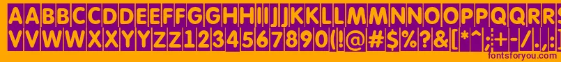 AFuturaroundtitulcm-fontti – violetit fontit oranssilla taustalla