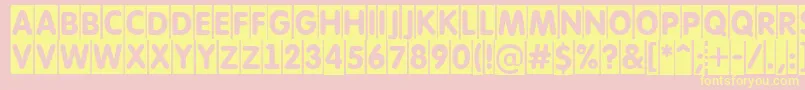 AFuturaroundtitulcm-Schriftart – Gelbe Schriften auf rosa Hintergrund