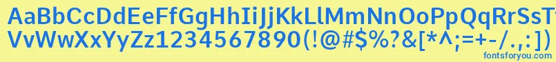 Czcionka CommeSemibold – niebieskie czcionki na żółtym tle