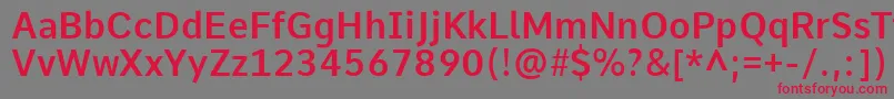 Czcionka CommeSemibold – czerwone czcionki na szarym tle