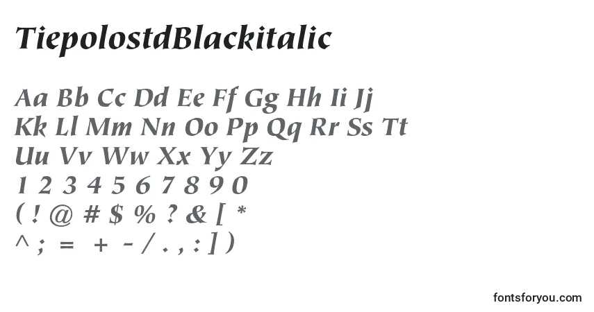 Шрифт TiepolostdBlackitalic – алфавит, цифры, специальные символы