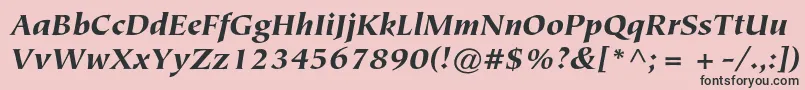 Fonte TiepolostdBlackitalic – fontes pretas em um fundo rosa