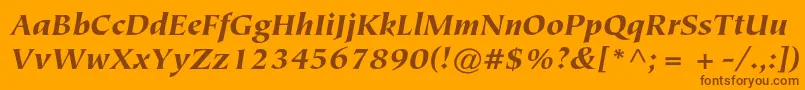 Fonte TiepolostdBlackitalic – fontes marrons em um fundo laranja