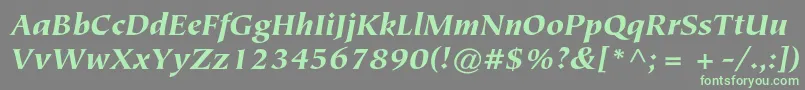 フォントTiepolostdBlackitalic – 灰色の背景に緑のフォント