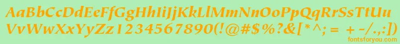 Fonte TiepolostdBlackitalic – fontes laranjas em um fundo verde