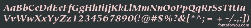 TiepolostdBlackitalic-fontti – vaaleanpunaiset fontit mustalla taustalla