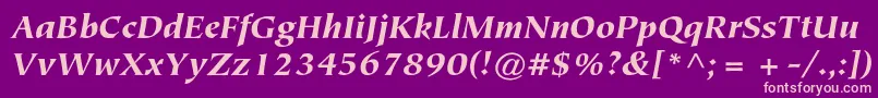 Fonte TiepolostdBlackitalic – fontes rosa em um fundo violeta