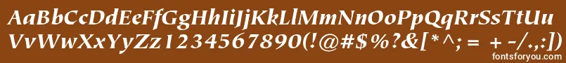 Fonte TiepolostdBlackitalic – fontes brancas em um fundo marrom