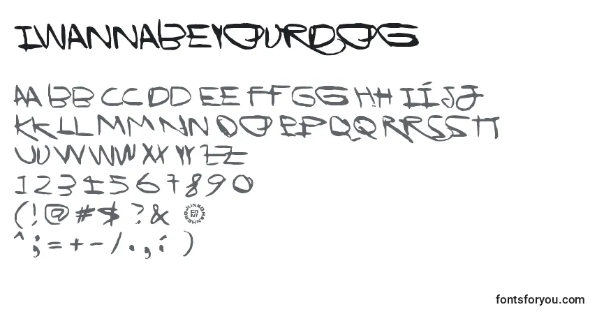 A fonte IWannaBeYourDog – alfabeto, números, caracteres especiais