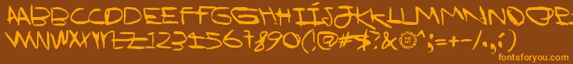 Czcionka IWannaBeYourDog – pomarańczowe czcionki na brązowym tle