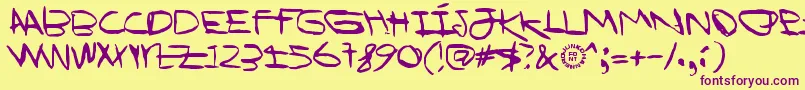 IWannaBeYourDog Font – Purple Fonts on Yellow Background