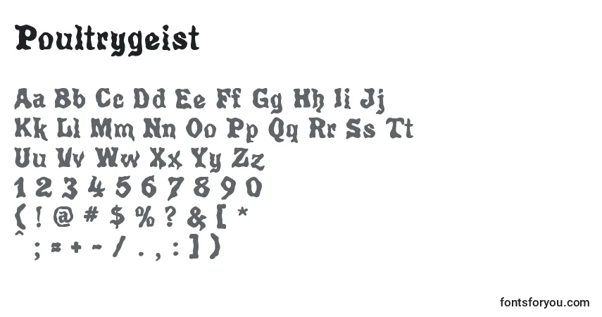 A fonte Poultrygeist – alfabeto, números, caracteres especiais
