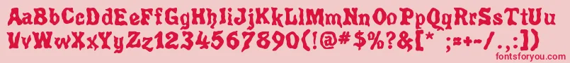 フォントPoultrygeist – ピンクの背景に赤い文字