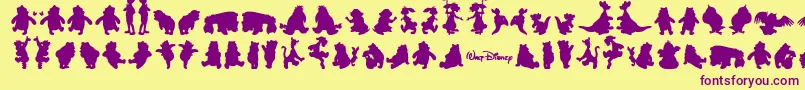Winnie Font – Purple Fonts on Yellow Background