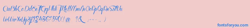 WalkerOnTheMoonLight-Schriftart – Blaue Schriften auf rosa Hintergrund