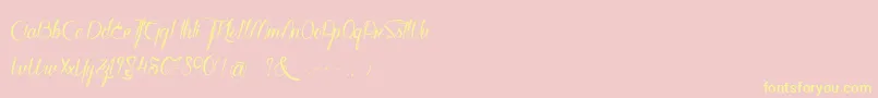 Fonte WalkerOnTheMoonLight – fontes amarelas em um fundo rosa