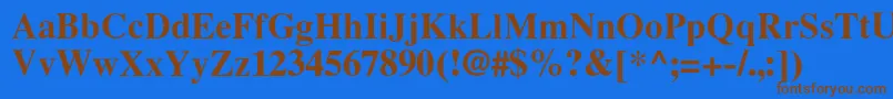 フォントLatinskijcBold – 茶色の文字が青い背景にあります。