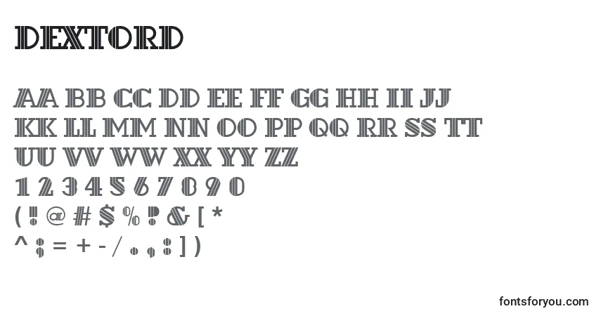 Schriftart Dextord – Alphabet, Zahlen, spezielle Symbole