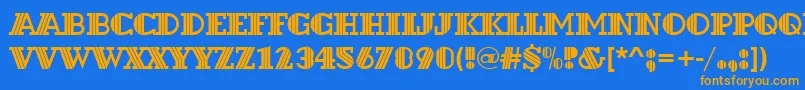 フォントDextord – オレンジ色の文字が青い背景にあります。