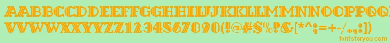 フォントDextord – オレンジの文字が緑の背景にあります。