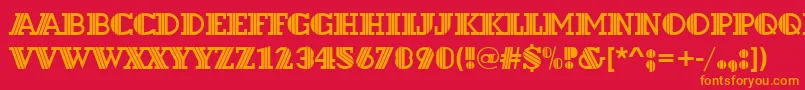 フォントDextord – 赤い背景にオレンジの文字