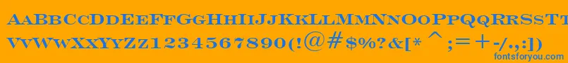 EngraversRomanBoldBt-Schriftart – Blaue Schriften auf orangefarbenem Hintergrund