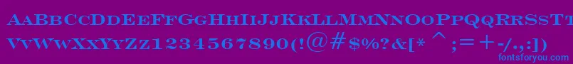 フォントEngraversRomanBoldBt – 紫色の背景に青い文字